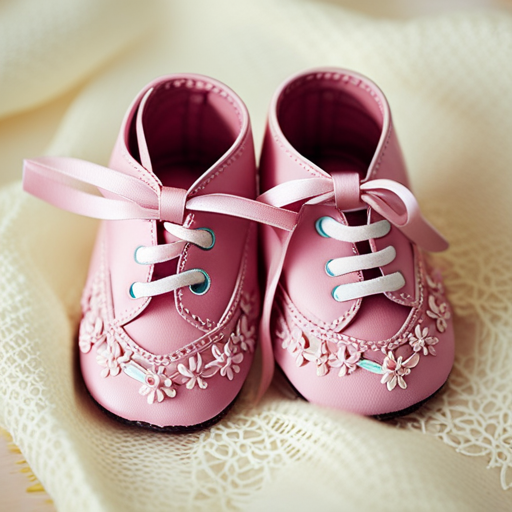 An image featuring a pair of well-loved, tiny baby shoes, gently wiped clean and neatly arranged on a soft, pastel-colored cloth, showcasing the intricate details and care put into maintaining these adorable 6-month-old footwear