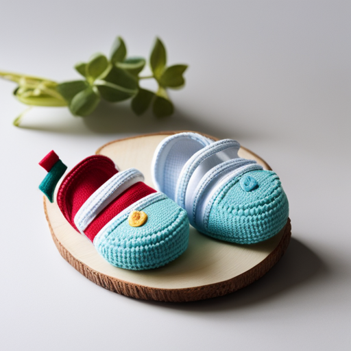 An image of a cute pair of baby shoes placed next to a ruler, showcasing the perfect fit for a 6-month-old's feet