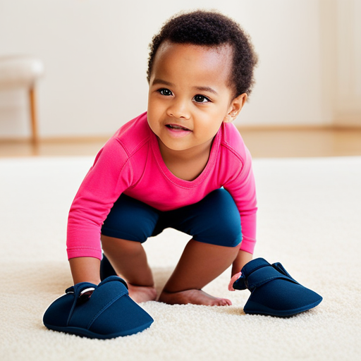 An image showcasing a pair of baby shoes with cushioned insoles, flexible soles, and padded ankle support