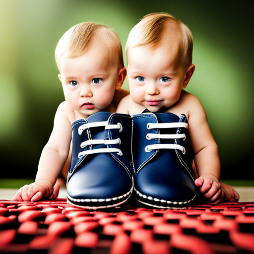 An image featuring a pair of adorable, soft-soled baby shoes in size 3-6 months, placed next to a baby's tiny feet