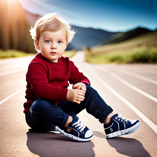 A vibrant image showcasing a pair of sturdy, cushioned baby sneakers for active boys