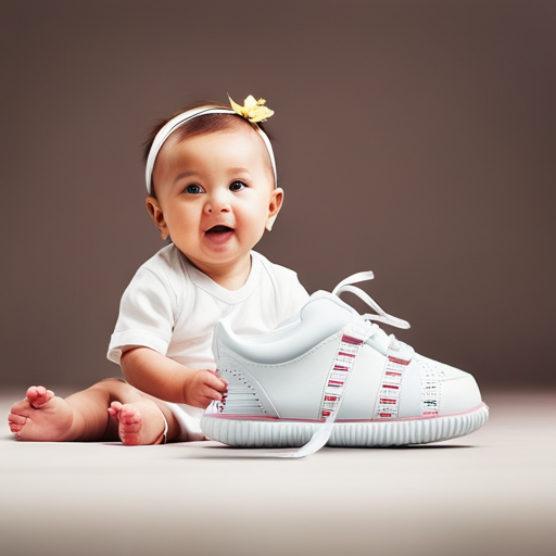 An image that captures the essence of measuring a baby's feet for shoes with precision and care