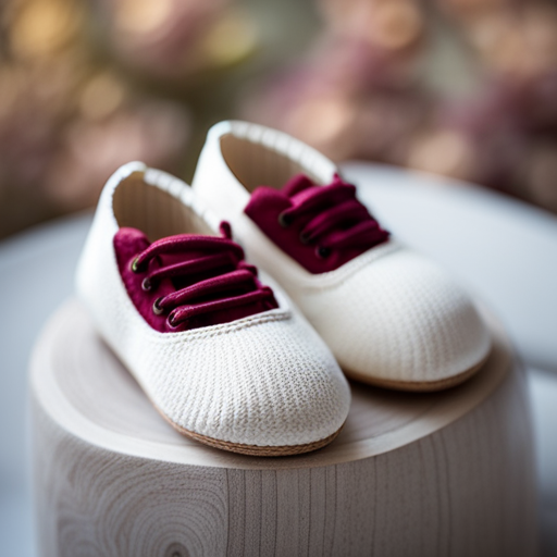 An image that showcases a pair of newborn baby shoes made from soft, breathable organic cotton, adorned with delicate hand-stitched details