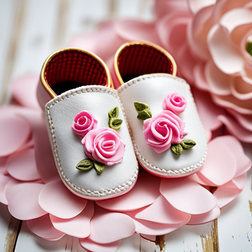 An image featuring a pair of adorable, tiny baby shoes in various vibrant colors and patterns, showcasing their impeccable craftsmanship and affordability, perfect for newborns