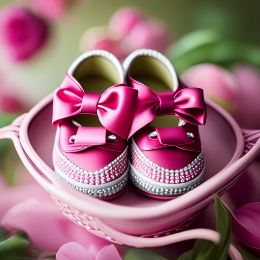 An image showcasing an adorable collection of pink baby shoes