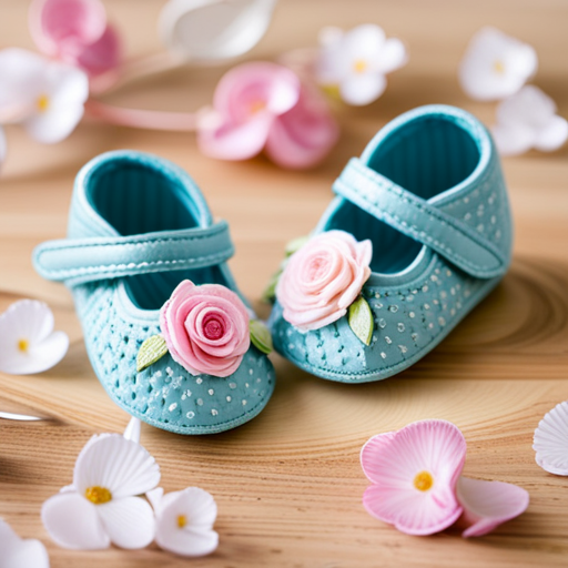 An image capturing the delightful sight of tiny baby shoes, with a variety of designs and sizes, adorably taking their first steps, showcasing the intricate details of their soles and illustrating the importance of understanding baby foot development