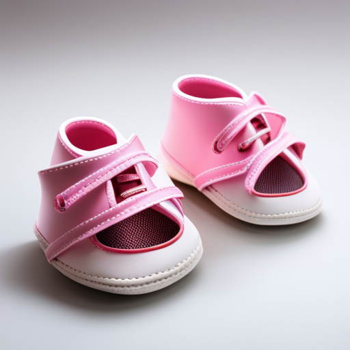 An image showcasing a pair of baby shoes with a wide toe box