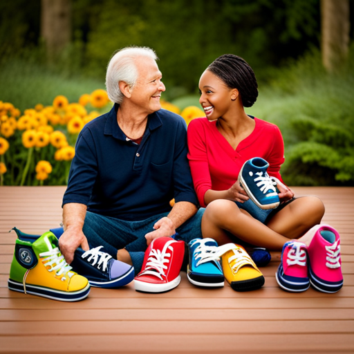 An image showcasing a colorful array of baby shoes with varying sizes and wide toe boxes