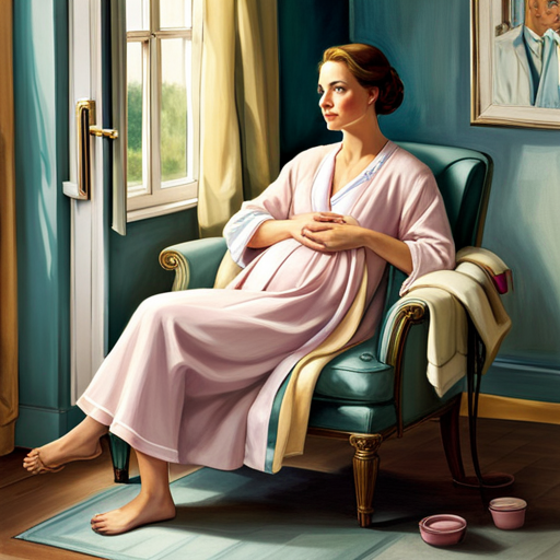 An image showcasing a woman in a comfortable maternity hospital outfit: loose-fitting, breathable, and easy to maneuver