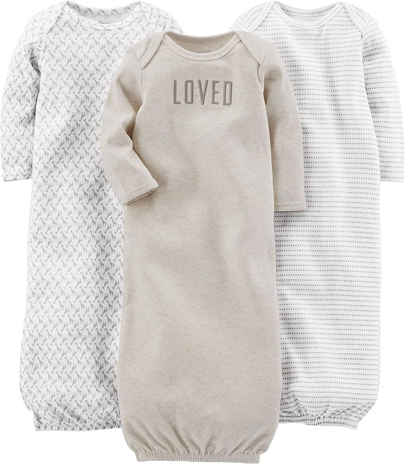 Unisex Babies Cotton Sleeper Gown, Pack of 3