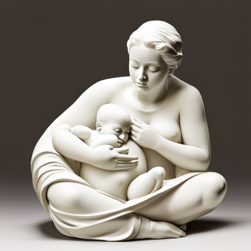 An image depicting a serene, motherly figure surrounded by a shield-like aura, vividly illustrating breastmilk's protective role against infections