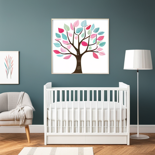 An image depicting a whimsical tree with branches representing a baby's height, adorned with colorful leaves representing weight milestones