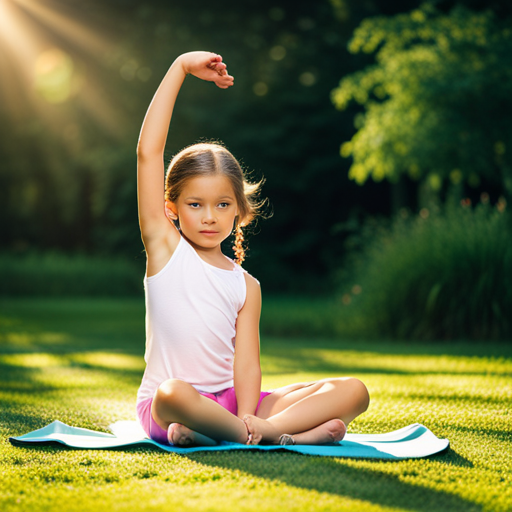 An image showcasing children gracefully stretching into yoga poses, their bodies forming beautiful arcs and curves