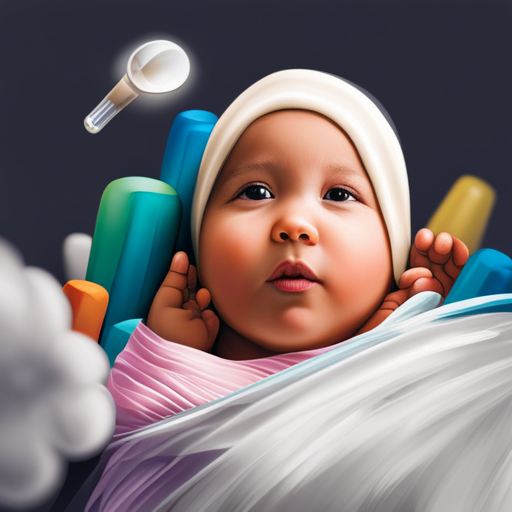 An image showcasing a newborn baby peacefully sleeping in a cozy hospital bassinet, surrounded by a vibrant assortment of small, color-coded vaccine vials, symbolizing the essential immunizations recommended at birth