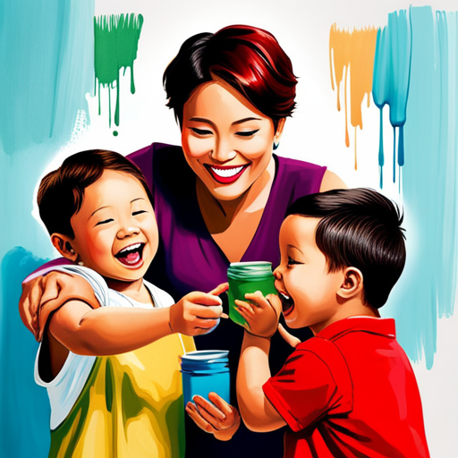 An image showcasing the joy of finger painting with toddlers