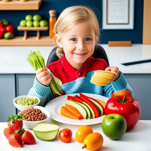 An image of a colorful plate filled with a variety of nutrient-rich foods, including fruits, vegetables, grains, and proteins, illustrating the importance of balanced nutrition in toddler's diets
