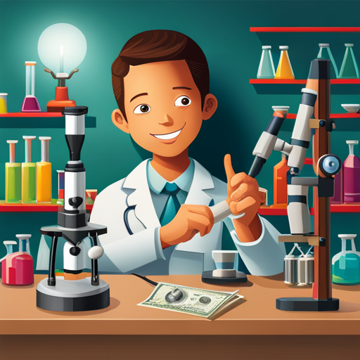 An image showcasing a young scientist engrossed in a mesmerizing experiment, surrounded by a vibrant array of dollar store finds: microscopes, test tubes, magnets, circuit boards, and a telescope, fostering STEM exploration