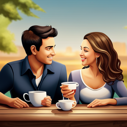 An image that portrays a young couple surrounded by a diverse group of friends and family, engaged in a lively conversation over coffee, as they offer guidance and support to the new parents