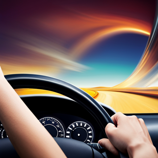 An image of a determined teenage driver, navigating a challenging road with a serene expression