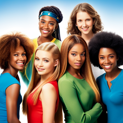 An image of a diverse group of teenagers standing confidently together, each showcasing their unique qualities through their vibrant clothing, creative hairstyles, and personalized accessories, radiating with self-assurance and pride