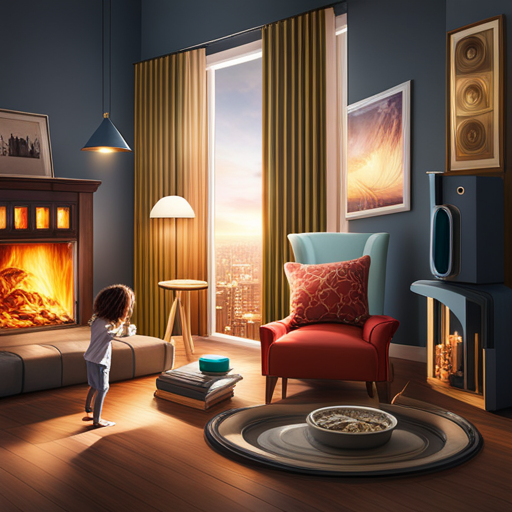 E the cozy ambiance of a movie night at home with your little ones: A dimly lit living room adorned with twinkling fairy lights, a bowl of buttery popcorn, and a projector beaming a heartwarming film onto the blank wall