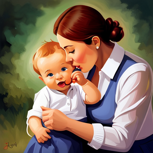 An image depicting a parent gently removing a toy from their baby's mouth while maintaining eye contact, showcasing the importance of setting clear boundaries and fostering communication in preventing baby biting