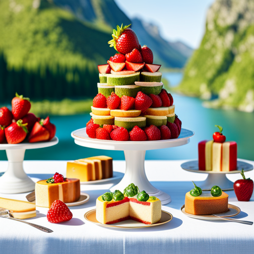 An image showcasing a colorful spread of delectable treats, including cupcakes adorned with vibrant frosting and sprinkles, a whimsical fruit salad, and a tower of mouthwatering sandwiches, all displayed on a lively and festive table setting