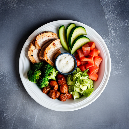 An image showcasing a colorful plate filled with perfectly portioned, nutrient-dense meals