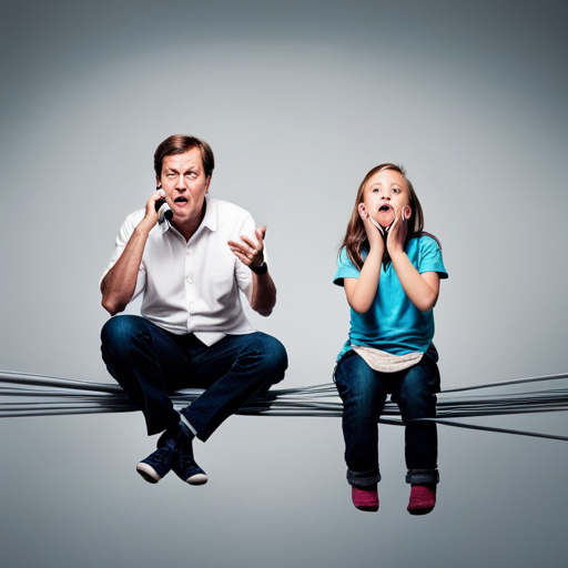 An image that depicts a parent and a tween sitting on opposite ends of a long, winding telephone wire, trying to communicate
