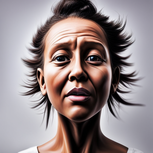  Depict an image of a frazzled parent caught in a whirlwind of emotions, their face reflecting a mix of frustration, concern, and exhaustion, mirroring the turbulent mood swings encountered while parenting tweens