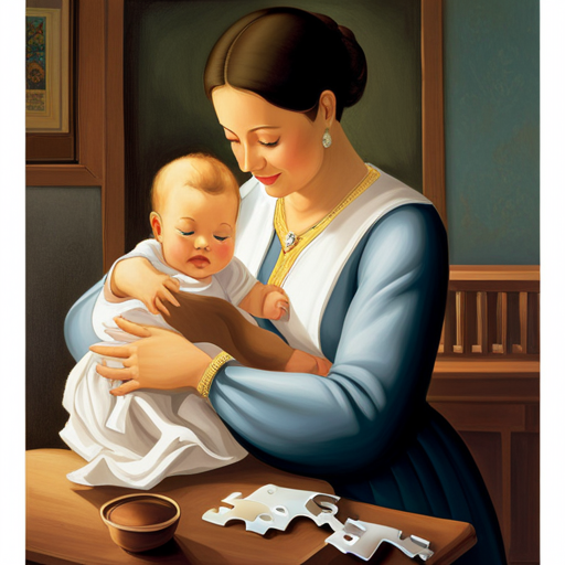 An image that depicts a mother tenderly cradling her baby, surrounded by a soft glow of sunlight