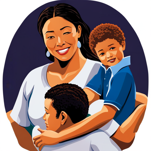 An image of a mother surrounded by a circle of diverse individuals, symbolizing a strong support system