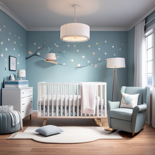 An image showcasing a cozy nursery adorned with pastel hues