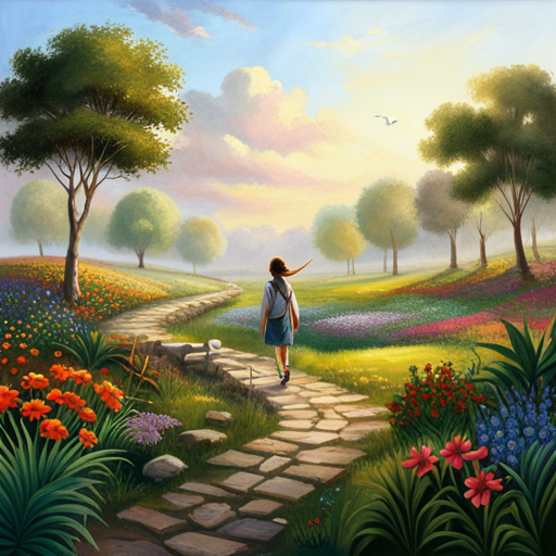 An image depicting a teenager confidently exploring a path of their own, surrounded by a diverse landscape of possibilities