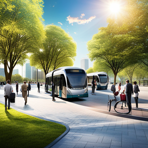 An image showcasing a bustling park with a diverse range of people happily boarding a public transportation system nearby, highlighting the convenience and cost-saving benefits of utilizing public transportation instead of paying expensive parking fees
