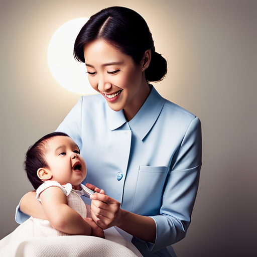 An image of a caregiver gently using a nasal aspirator to clear a baby's congested nose