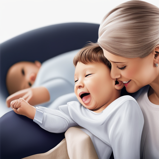 An image showcasing a smiling baby peacefully sleeping while a caring adult gently uses a nasal suction device to clear their nose