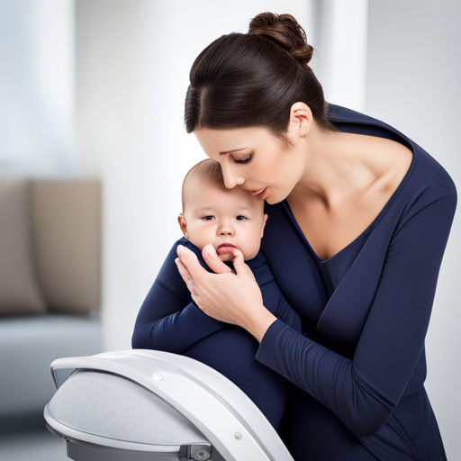 An image that depicts a worried parent observing their baby's congested nose, with a concerned expression