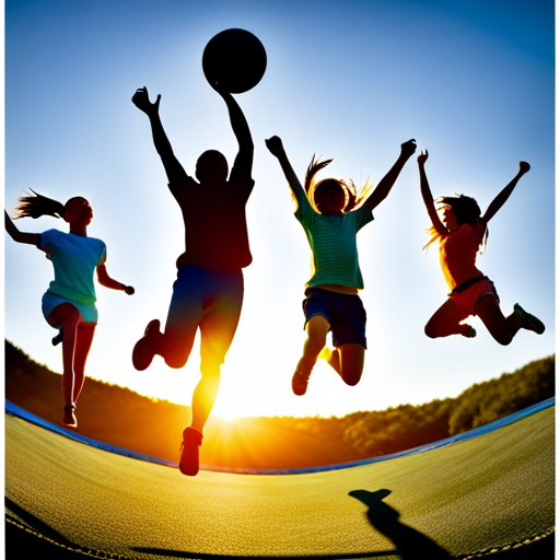An image featuring a group of school-age children joyfully engaged in various sports and fitness activities under the shining sun