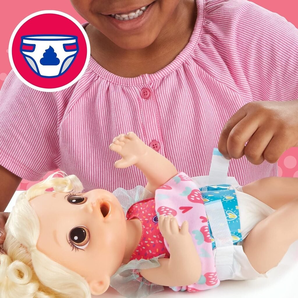 Baby Alive Magical Mixer Baby Doll, Strawberry Shake, Doll with Toy Blender, Baby Doll Set for Kids 3 and Up, Blonde Hair