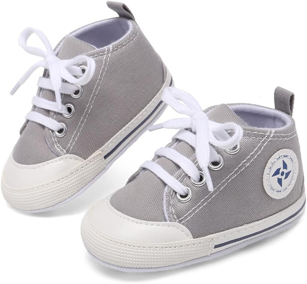 Baby Boys Girls Star High Top Sneaker Soft Anti-Slip Sole Newborn Infant First Walkers Canvas Denim Shoes