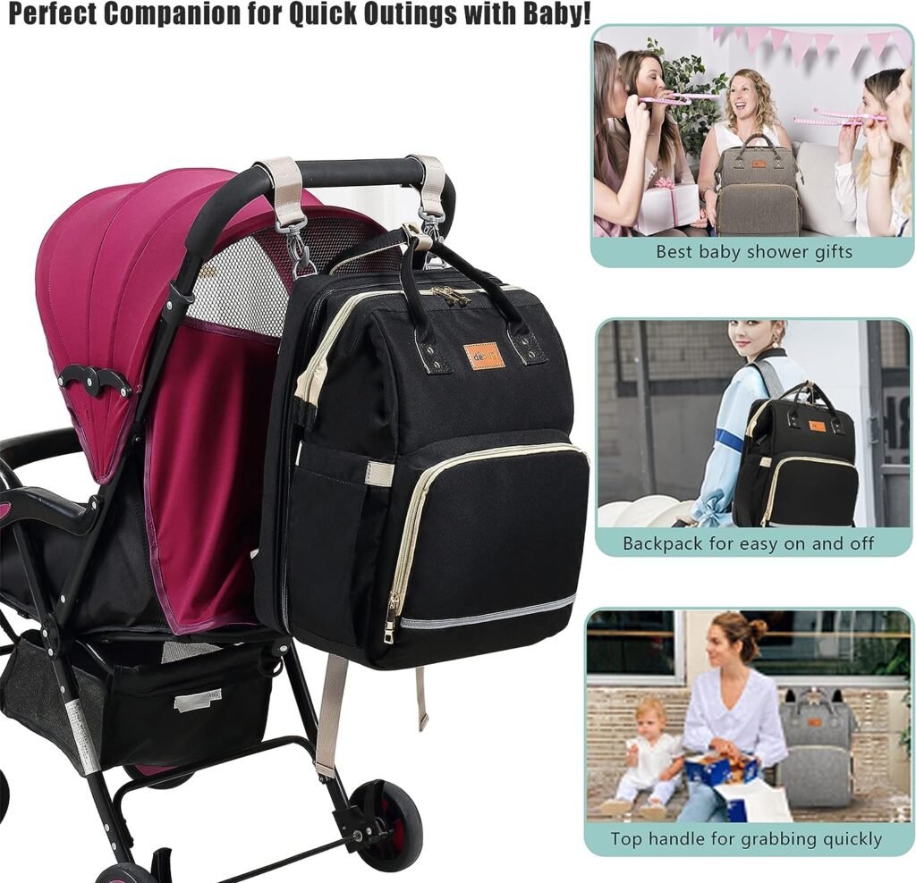 Baby Diaper Bag Backpack with Changing Station - Waterproof, Large 30L Capacity for Boy, Girl, Mom, Dad - Travel Baby Bag with Stroller Straps, Insulated Pockets - 16.5x9.4x14 - Baby Shower Gifts