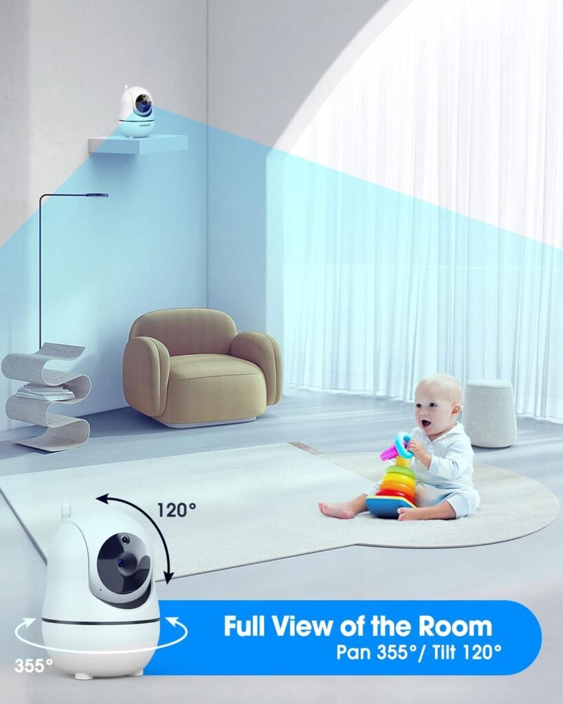Baby Monitor with Camera and Audio - 5” Display Video Baby Monitor with 29 Hour Battery Life, Remote Pan  Tilt, 2X Zoom,Auto Night Vision, 2 Way Talk, Temperature Sensor,Lullabies,960 Feet Range