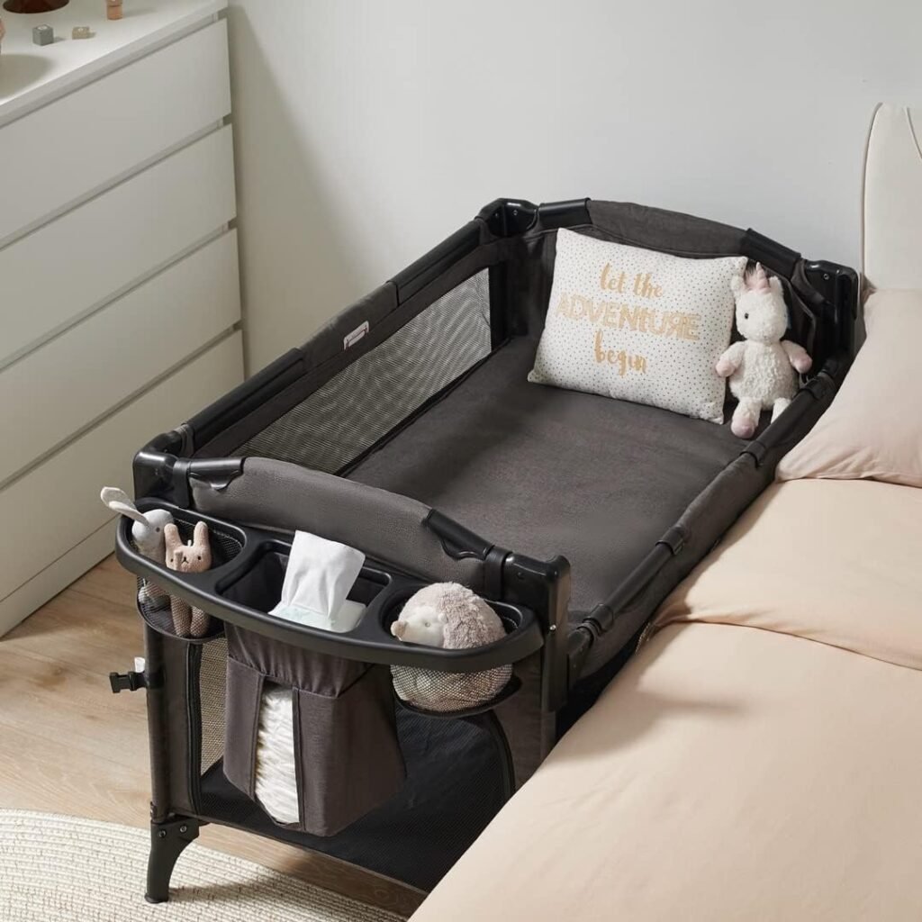 Beka Baby 4 in 1 Bassinet Bedside Sleeper, 4 Functions Bedside Crib Sleeper, Playard, Changing Table, Baby Bassinet for Newborn Baby