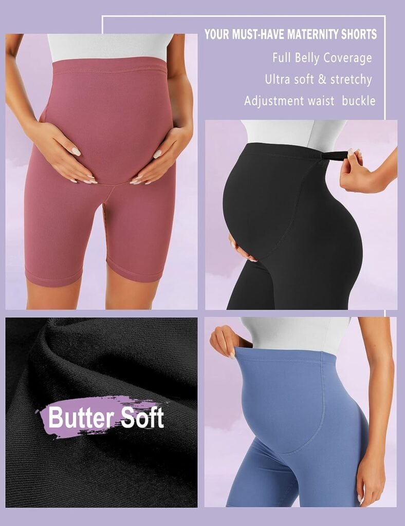 BONVIGOR Maternity Shorts Over The Belly Pregnancy Biker Shorts Workout Yoga Active Athletic Pregnant Pants Pajama