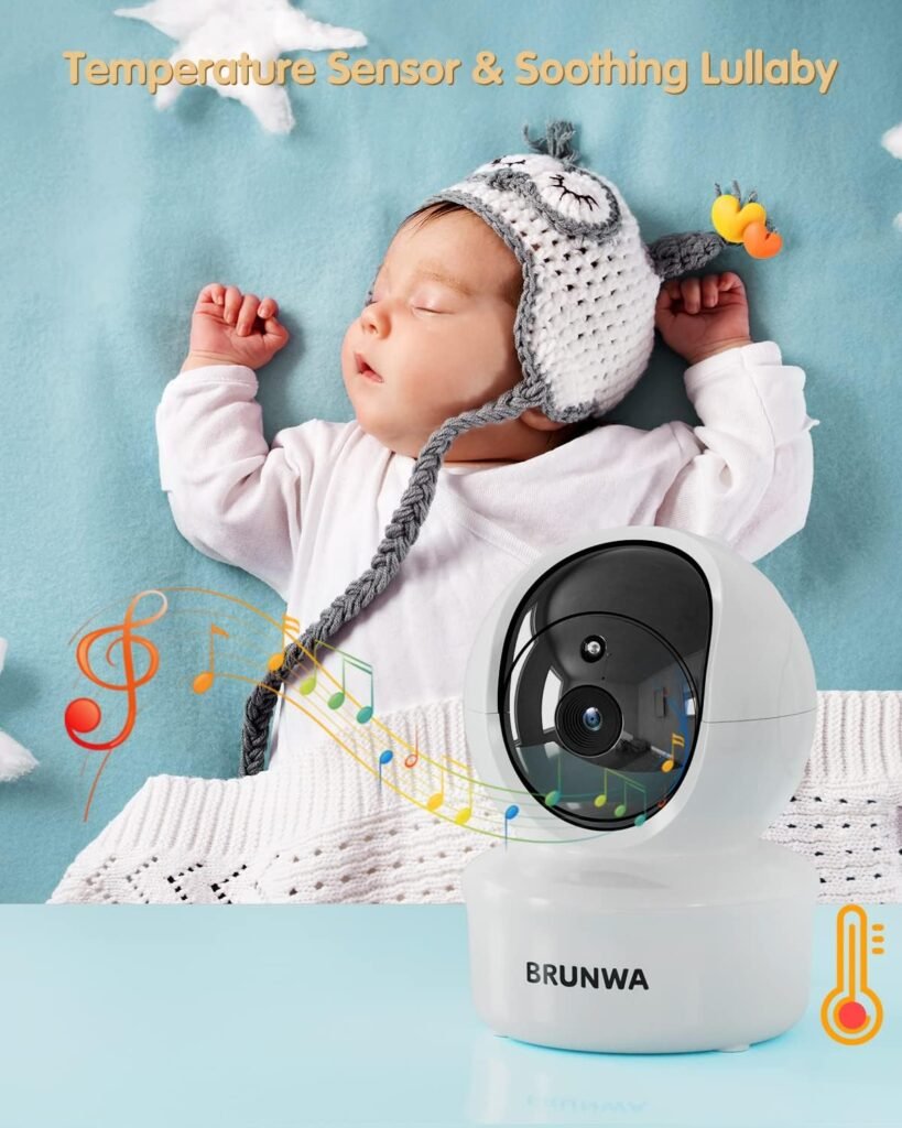 BRUNWA Baby-Monitor-with-Camera and Audio 3.5 Screen Video Baby Monitor, Two Way Talk and Remote Camera, Night Vision and 960ft Range. (White)