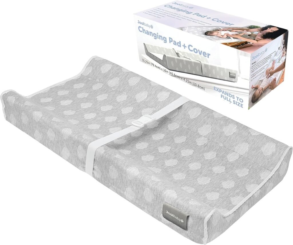 Contoured Changing Pad - Waterproof Non-Slip, Includes a Cozy, Breathable, Washable Cover - Jool Baby (Gray)