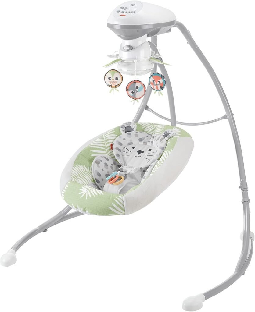 ​Fisher-Price Snow Leopard Baby Swing, Dual-Motion Newborn Seat with Music, Sounds, and Motorized Mobile