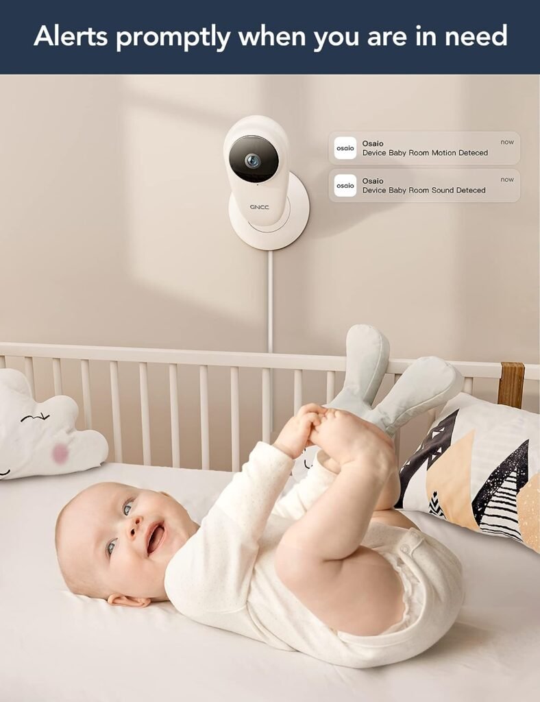 GNCC Baby Monitor with Camera and Night Vision, 1080P Baby Camera Monitor，Indoor Camera with Two Way Audio, 2.4G WiFi Smartphone Control, Motion/Sound Detection, SDCloud Storage, C1