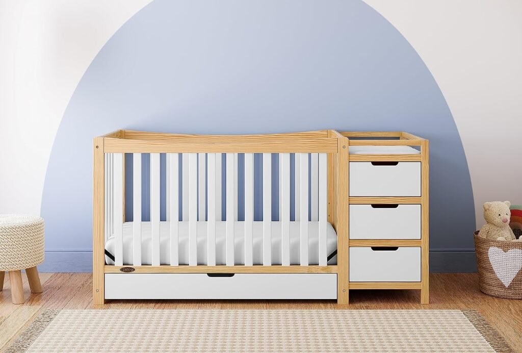 Graco Remi 4-in-1 Convertible Crib  Changer with Drawer - White  Natural